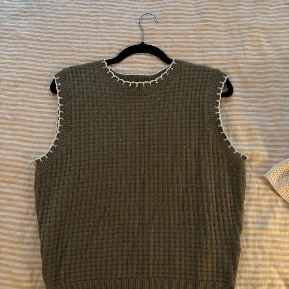 Olive Green Sleeveless Knit Top